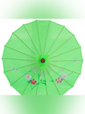 Green Floral Paper Parasol